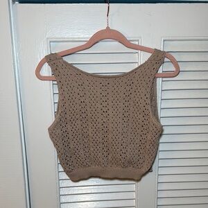 Beige Knit Sleeveless Top
